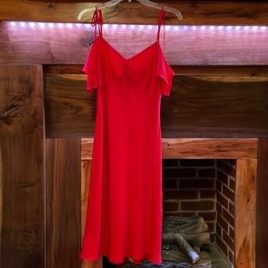 Express, size small red dress with off the shoulder sleeves